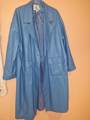Moutaki Long Faux Leather Trench Coat Blue Like New No M/L