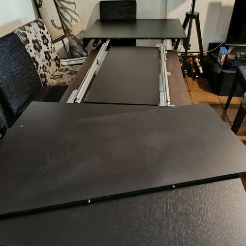 Dining set used, extendable table up to 2.8m with 6 fabric chairs