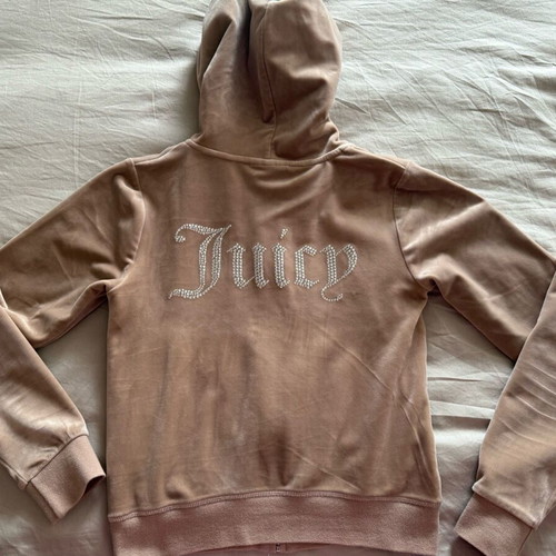 Juicy Couture Velour Diamante Robertson Hoodie like new, XS, beige brown