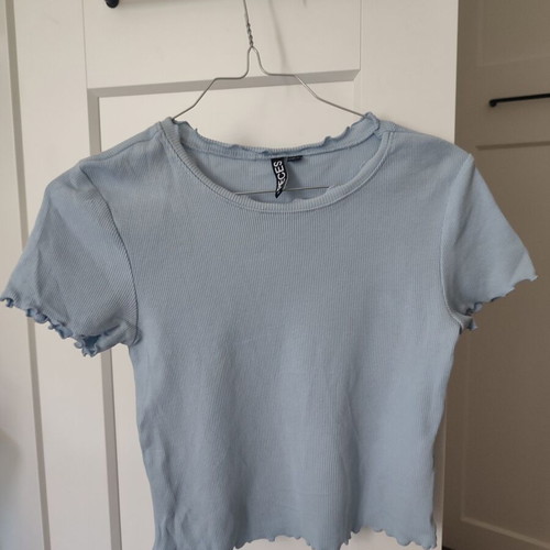 Pieces cropped blouse light blue, size XS