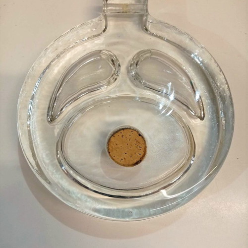 Large ashtray for 2 tobacco pipes like new, glass and cork