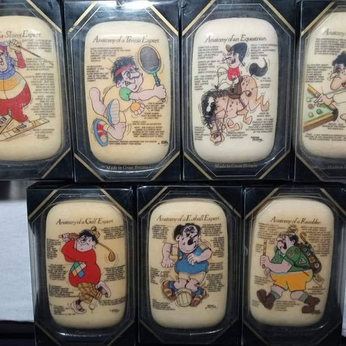 Rare vintage soaps with sports themes, set of 7, new