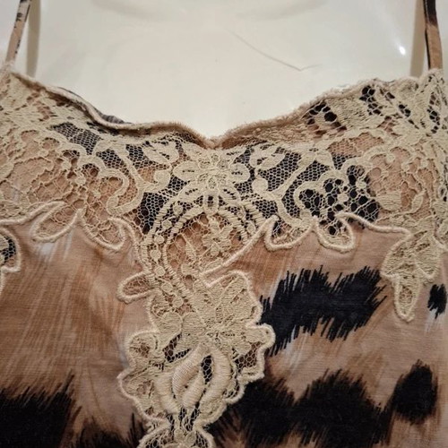 Red Valentino Brown Leopard Lace Trim Camisole Size 44