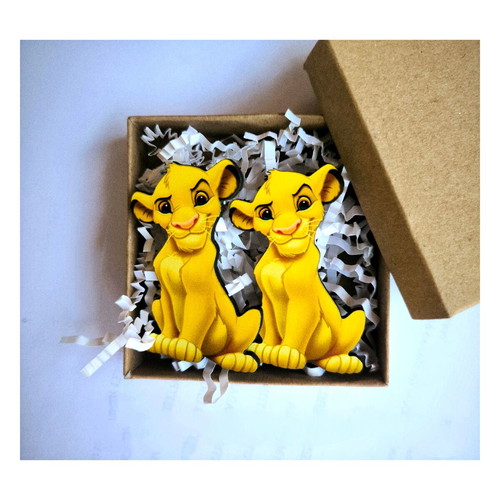 Lion King wooden handmade earrings new