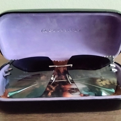 Ana Hickmann Rimless Butterfly sunglasses AH 3289 like new, black and turquoise