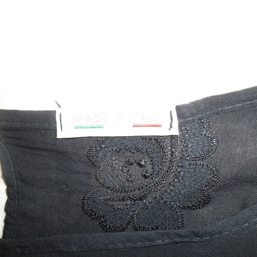 Black appliqued tunic blouse, free size, made in Italy