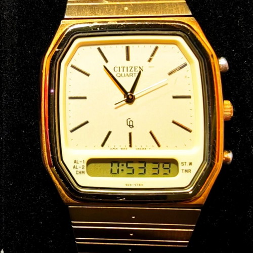 Citizen Vintage 1985 Ana-Digi watch used, gold-plated