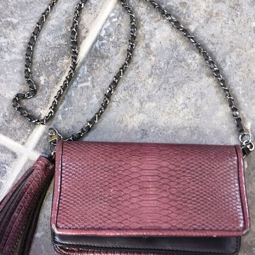 Zara crossbody bag used, brown and red with chain