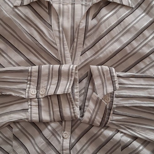 Dina women's white shirt with grey stripes like new, size XXXL