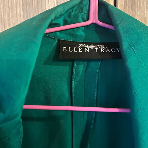 Ellen Tracy silk emerald coat refurbished, Medium/Large