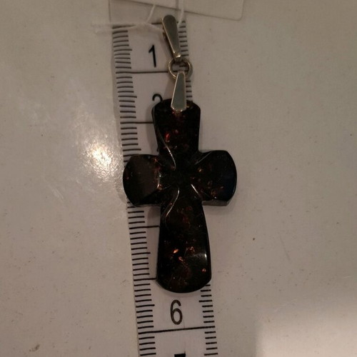 Cross made of natural black Baltic amber new