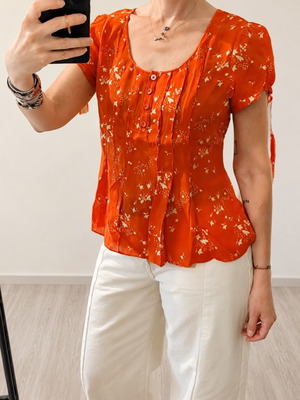 Marks & Spencer silk blouse size S new, coral color