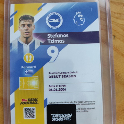 Topps Total Football Stefanos Tzimas Rookie Card like new, numbered 99
