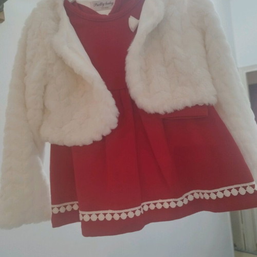 Children's dress with fur like new, size 36 months