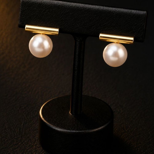 Exis Jewellery gold earrings with white pearls