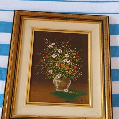 Frangou oil paintings used, 36x34 cm, framed set of 2