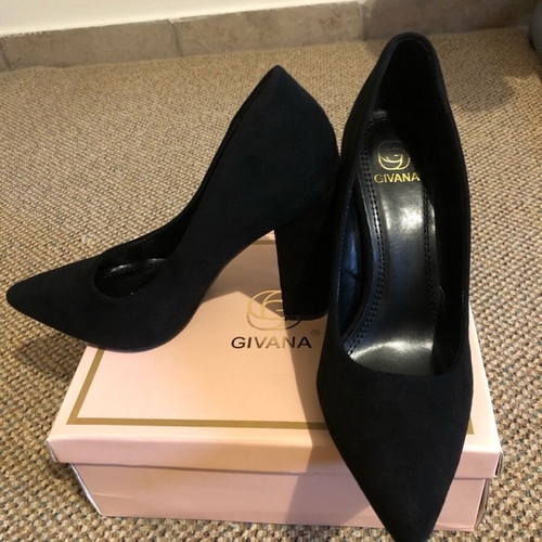 Velvet pumps new 10 cm black size 38