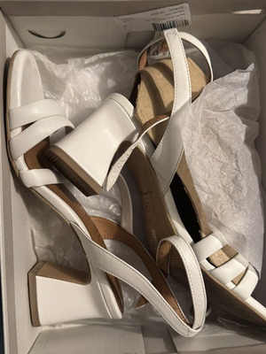 Tamaris white sandals like new, heel height 7cm, size 38