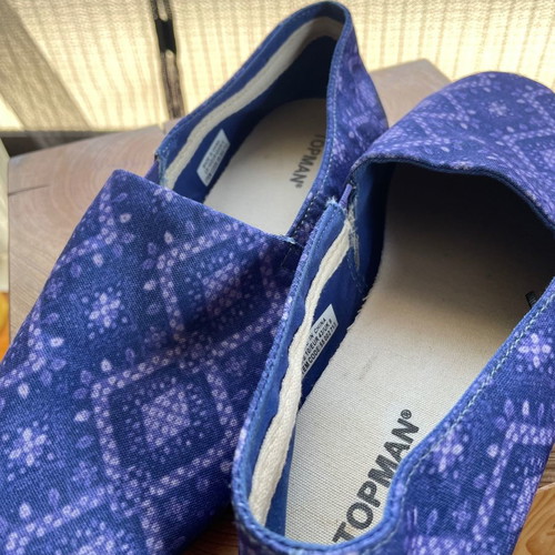 Topman canvas slipper shoes used, summer, size 43, blue ikat print