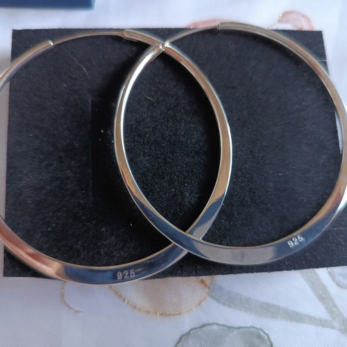 Silver 925 Large Hoop Earrings New