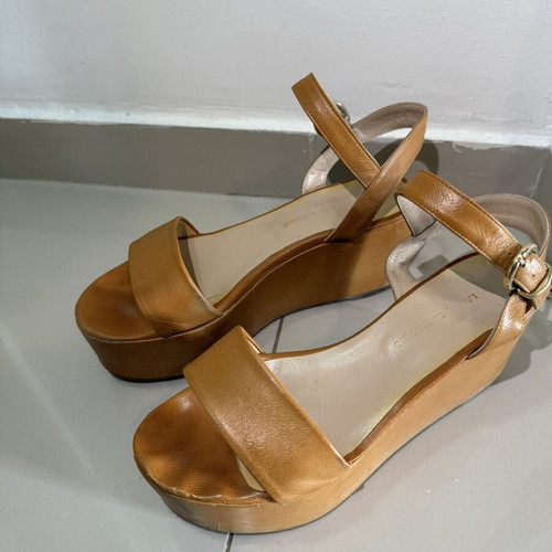 Platform sandals size 41 used, tan color, 8cm heel