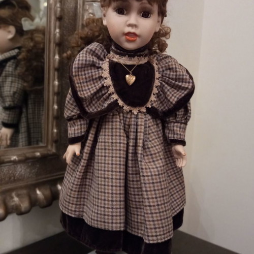 Porcelain doll new personal collection with velvet clothes