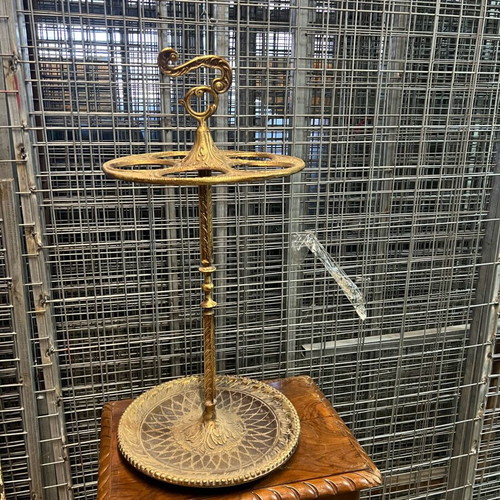 Carved brass umbrella stand used, 5 slots, 60cm height