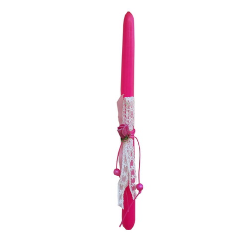 Fuchsia candle with lace and flower new