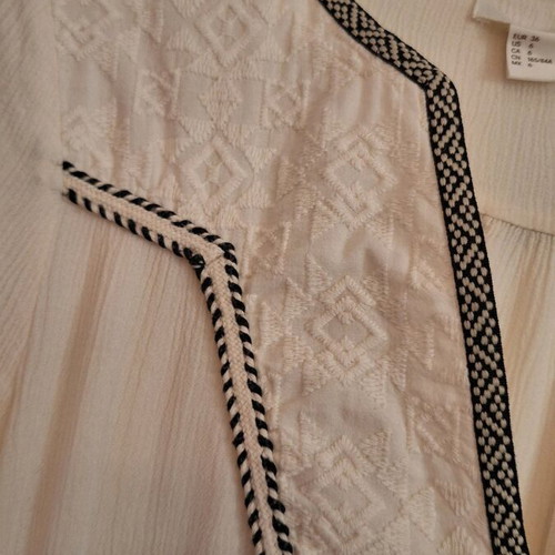 H&M blouse airy cream with embroidered details like new, size 36
