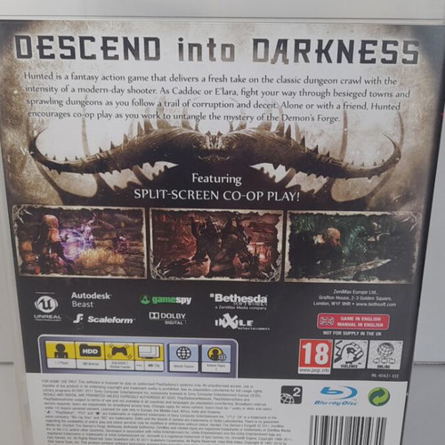 Hunted The Demon's Forge PS3 like new, complete with booklet