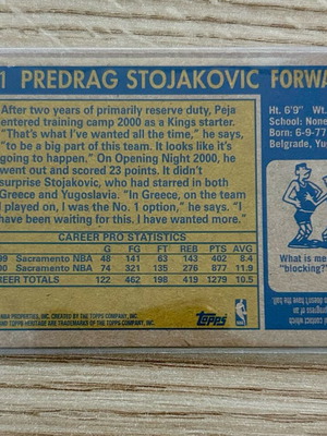 Κάρτα Peja Stojakovic Sacramento Kings Topps 2001 ΠΑΟΚ