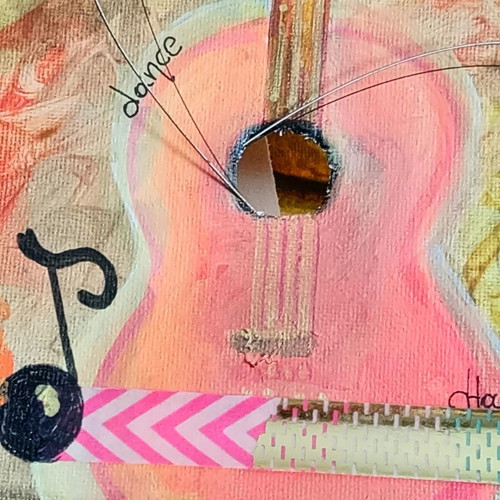 Painting with Real Guitar Strings 18x24cm New