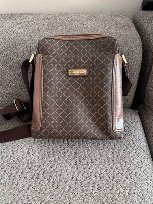 Unisex leather crossbody bag La tour Eiffel like new, brown