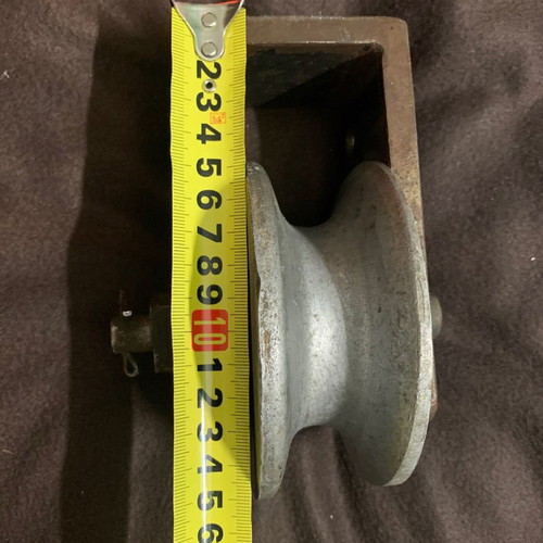 Nautical heavy-duty lifting pulley used, handmade construction