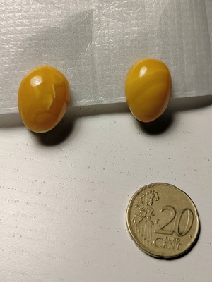 Σκουλαρίκια κλιπ από φυσικό κεχριμπάρι σαν καινούργια, επιχρυσωμένα