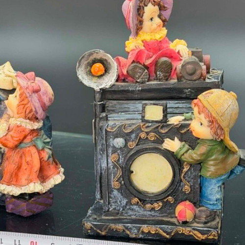 Vintage polyresin piggy banks with three locks and working key