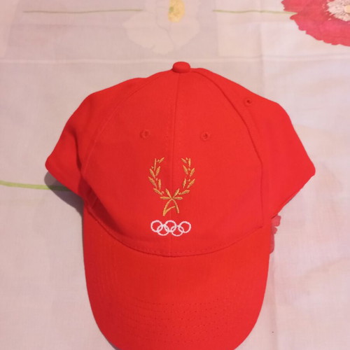 Authentic collectible jockey hat red with Olympic Academy emblem new