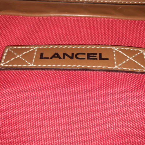 Lancel handbag like new, red and brown, fabric and leather