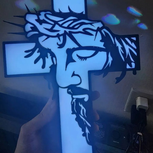 Illuminated cross with Jesus new with LED lighting