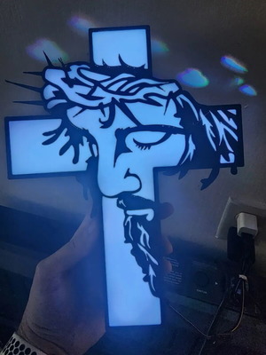 Illuminated cross with Jesus new with LED lighting