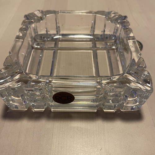 RCR Royal Crystal Rock ashtray used, glass with small broken corner