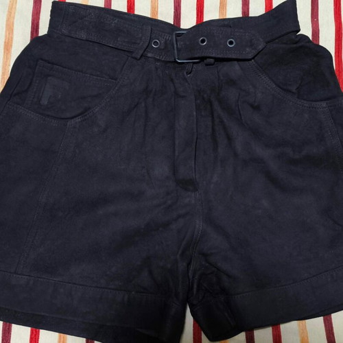 Women's bermuda shorts used, genuine suede leather brown, size M