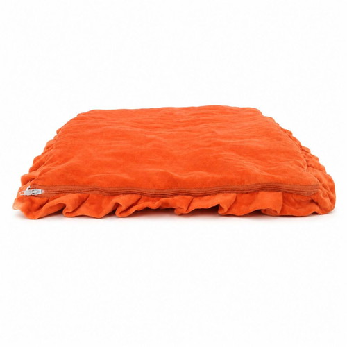 Vintage German Velvet Pillowcase 70s Orange 38×37 cm