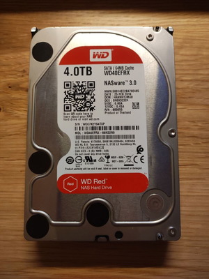 HDD 4TB SATA Western Digital WD40EFRX μεταχειρισμένο, ιδανικός για NAS και Desktop PC