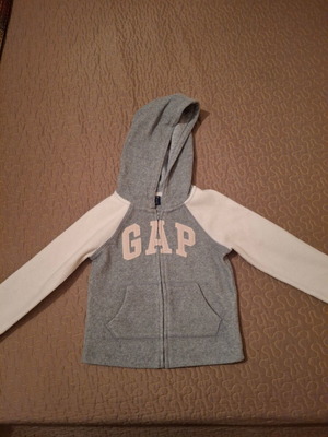 babyGap ζακέτα φούτερ με κουκούλα και φερμουάρ σε γκρι και λευκό, 4 ετών