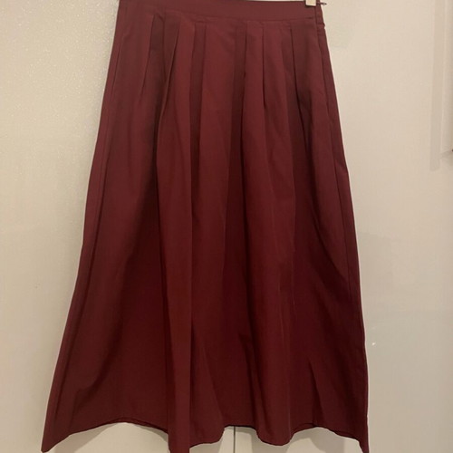 Midi skirt in A-line burgundy small Stradivarius with elastic and zipper