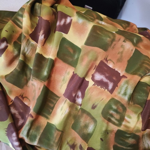 Fabric green brown yellow 260x110 viscose lightweight