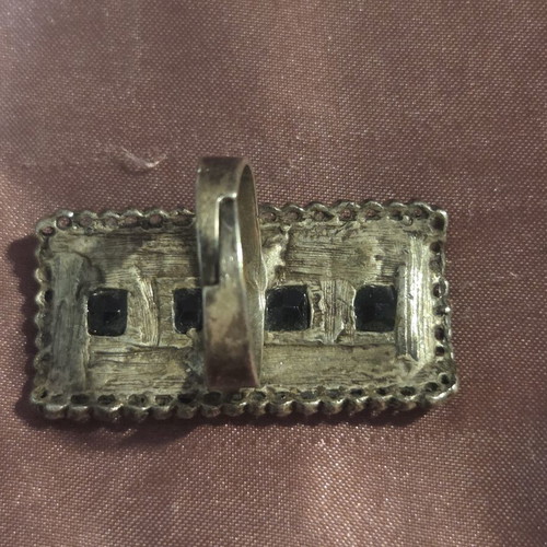 Statement ring used vintage style with black geometric stones