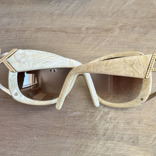 A.Kjaerbede glasses like new beige-gold with acetate and metal details