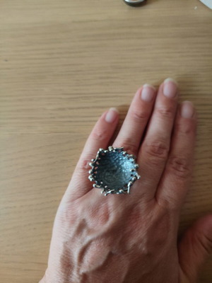 Handmade Statement Ring from Oxidized 925 Silver, Size 54